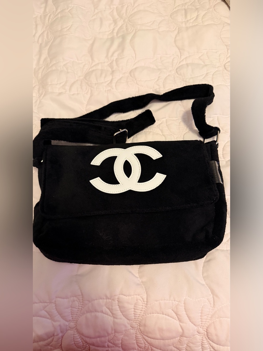 CHANEL Black Précision Crossbody Bag with White CC Logo